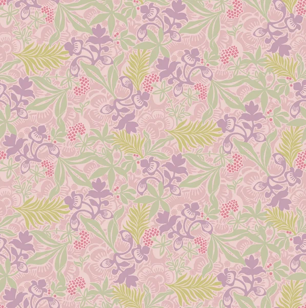 Pink Pastel Floral Seamless Wallpaper Tropical Leaves Pink Flowers Flat — Stock Photo, Image