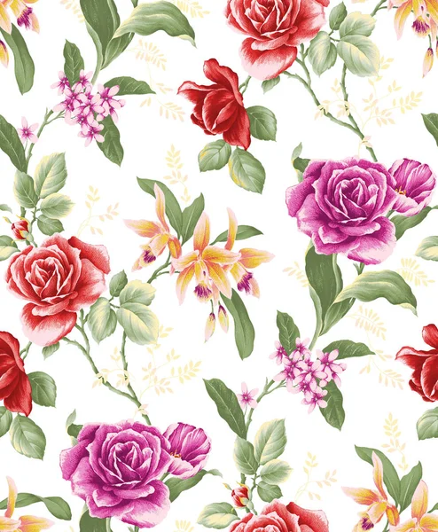 Seamless Floral Pattern Roses Clothing Design Background Creativity Trendy Textile — Stock Photo, Image