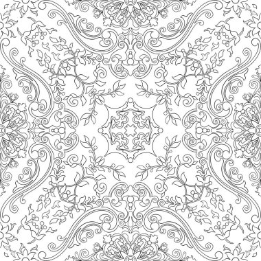 Doodles çiçekler ile doodle sorunsuz arka plan. Etnik desen duvar kağıdı için kullanılabilir, desen doldurur, boyama kitap ve çocuklar ve yetişkinler için sayfalar. Siyah beyaz.