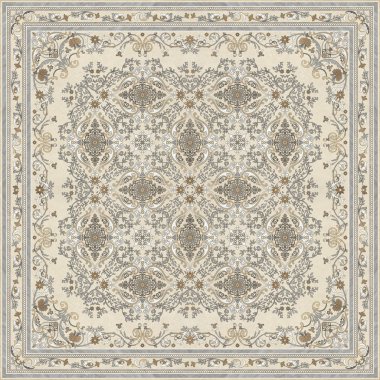 Halı Doku, soyut süs. Modern ve moda antik motifler halı, halı, döşeme desen tasarımı. Soyut retro doku. Kumaş, duvar kağıdı, sarma. Raster illüstrasyon.