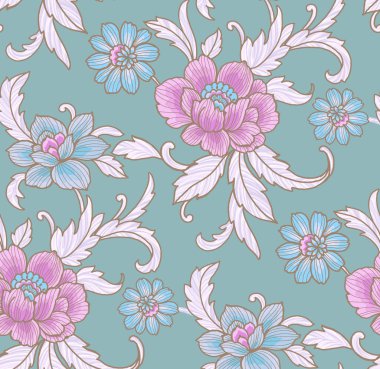 Parlak renklerde kroki çiçek baskı - sorunsuz arka plan