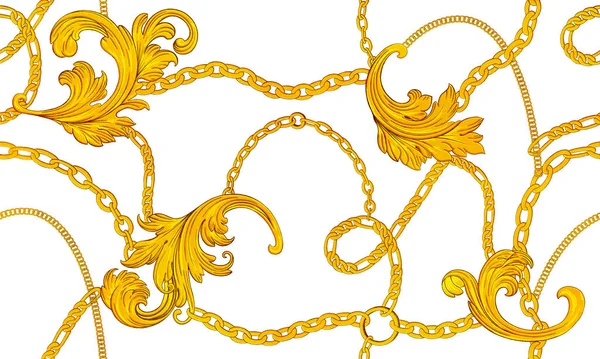Catena Oro Monogramma Rinascimentale Barocco Schizzo Isolato Fondo Bianco Con — Foto Stock