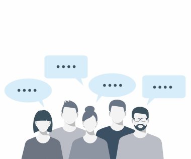 İş takım. İş insanlar ve konuşma balonu.