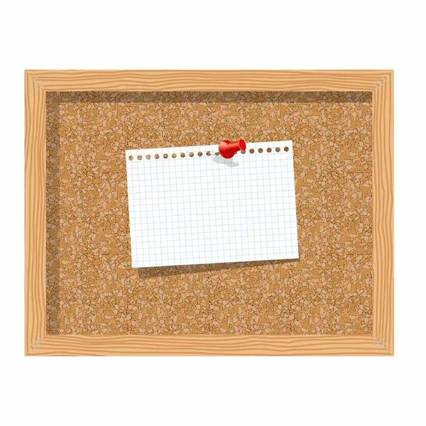 Cork board with pinned paper notepad sheets realistic vector illustration. vector illustration board for notes. A noteboard made of cork with some pin and blank paper