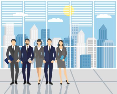 Konsept takım çalışması. Ofisteki erkekler ve kadınlar. İş adamları seti, ofis ekibi