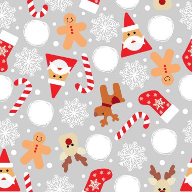 Yeni yıl ve Noel günü simgeleriyle kusursuz düz desenli vektör
