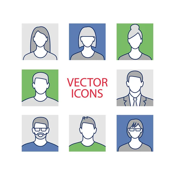 Avatar Profilbild Icon Set Mit Mann Und Frau — Stockvektor