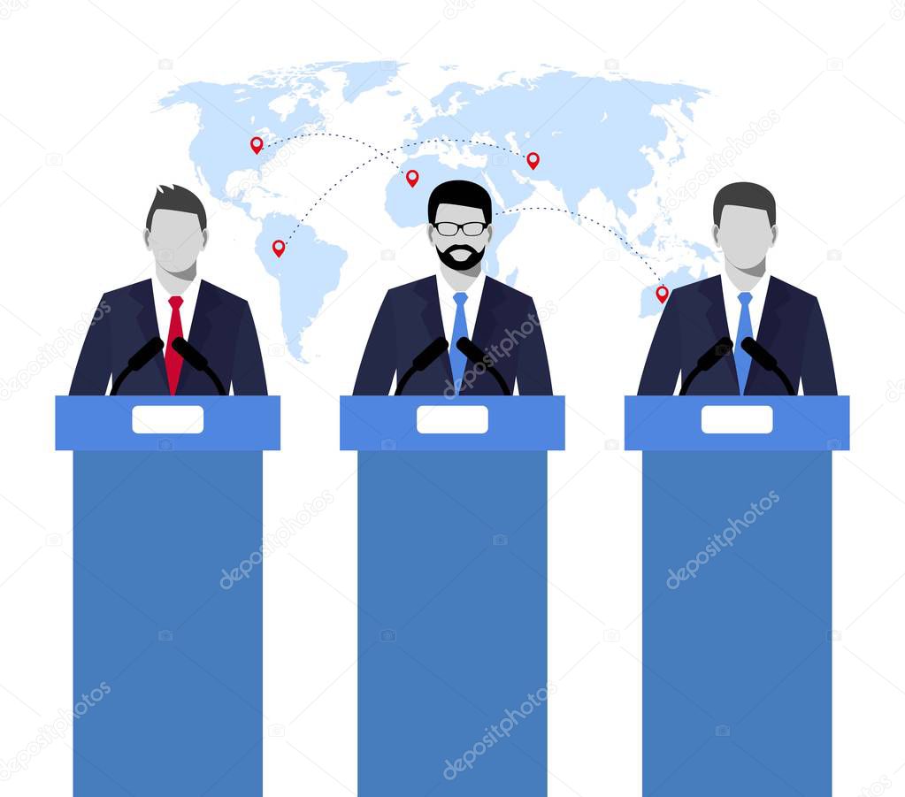 Election debates, dispute, social discussion. illustration concepts illustration of a speakers. politicians. election debates concept.