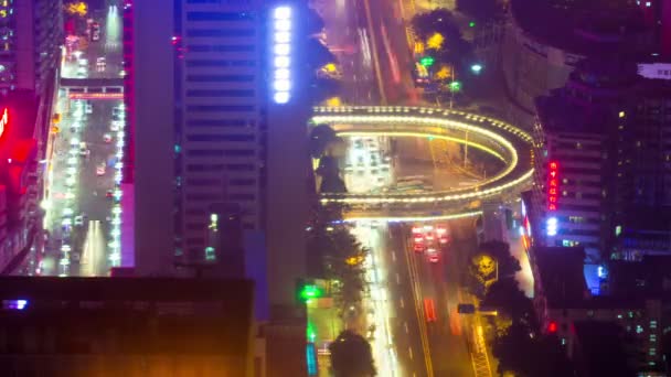 Νύχτα Γυρίσματα Στην Κίνα Θέα Στην Πόλη Ουρανοξύστες — Αρχείο Βίντεο