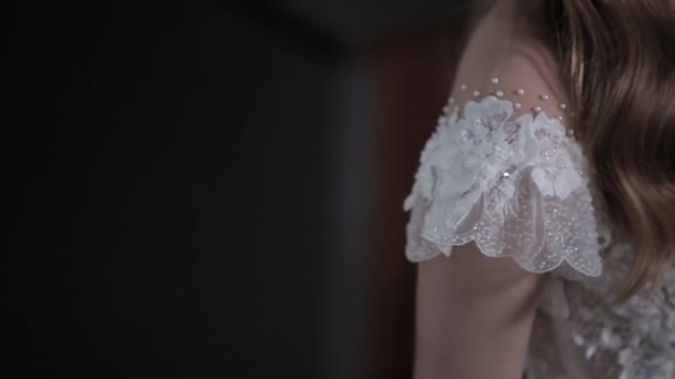 绣花和小珠子下的嫁接 — 图库视频影像