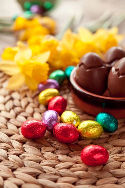 Easter Chocolate eggs background wallpaper