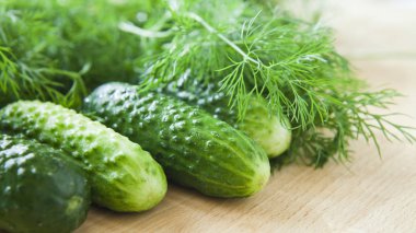 Dereotu ot ile Salatalık Turşusu, taze malzemeler mar hazır