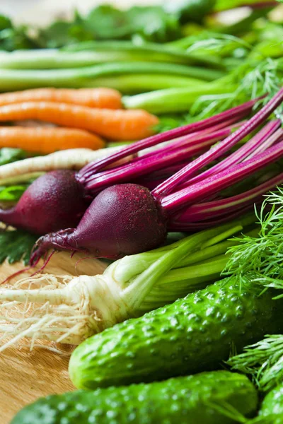 Biogazdálkodás egészséges, friss zöldségekkel, élelmiszer-összetevők m — Stock Fotó