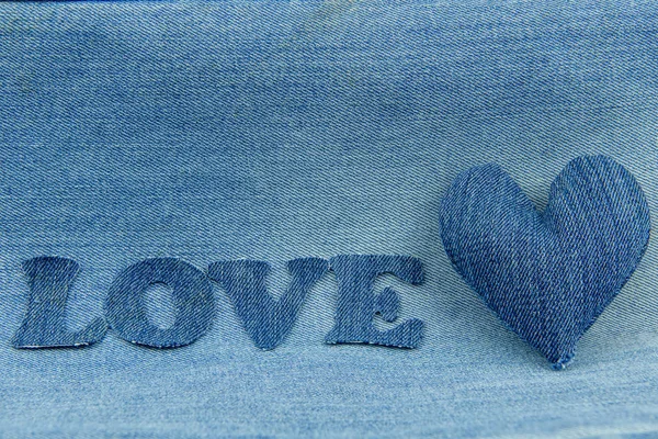 Heart Inscription Love Denim — Stock Photo, Image
