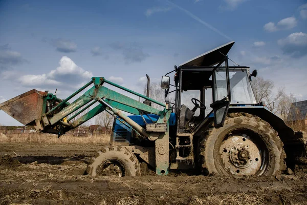 Tractor Stuck Mud Bad Road Clay Stuck Wheels Stock Photo by ©river34