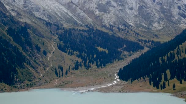 Tien Shan Mountains City Almaty Kazakhstan Vicinity Large Almaty Lake — Stock Video