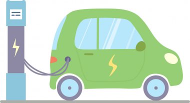 şarj elektrikli araba illüstrasyon