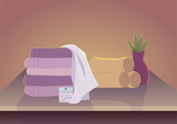Havlu ve bitki ile spa masası