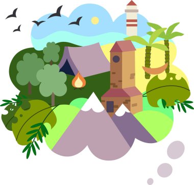 Rüya gezisi vektör colorfull illüstrasyon