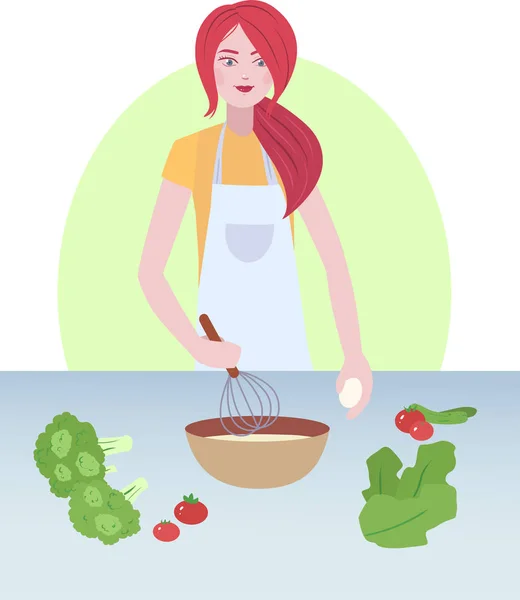 An illustration of cooking woman. — Stock Vector