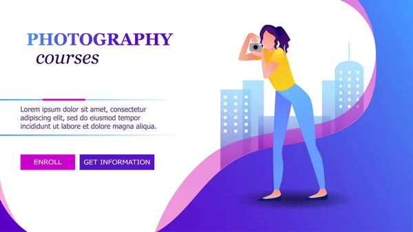 Banner ou design de página web para estúdio de fotografia ou cursos —  Vetores de Stock