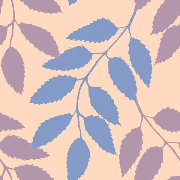 Monochromatyczne Różowy Liliowy Jarzębiny Ashberry Liść Oddział Sylwetka Botaniczny Bezszwowe — Wektor stockowy