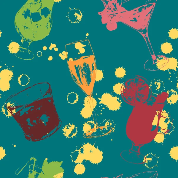 Yazdırma sanat egzotik içecek alkol kokteyl Dikişsiz desen doku arka plan vektör kabataslak