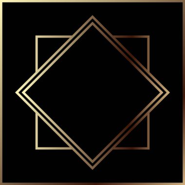 Art deco altın geometrik metal çerçeve kenarlığı retro vintage örnek plan vektör