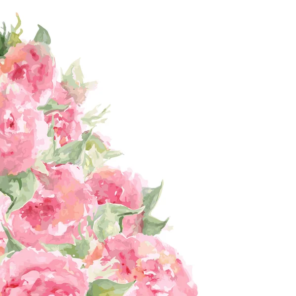 Aquarela Rosa Chá Rosa Peônia Flor Composição Floral Quadro Fundo —  Vetores de Stock