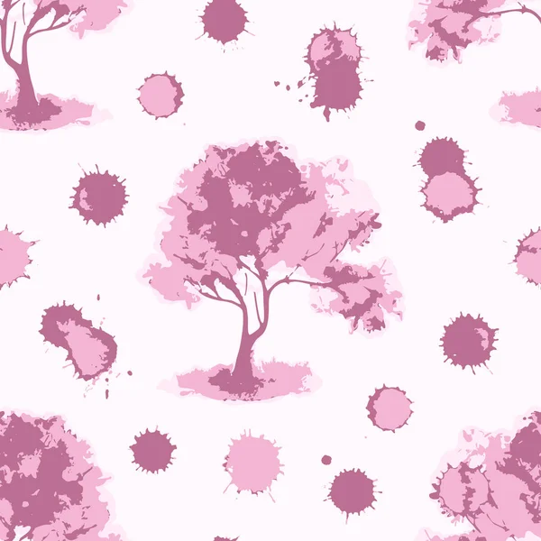 Vector Rosa Monochrom Kirsche Sakura Baum Nahtlose Muster Textur Hintergrund — Stockvektor