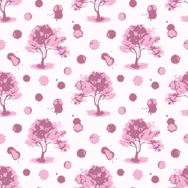 Vector Rosa Monochrom Kirsche Sakura Baum Nahtlose Muster Textur Hintergrund — Stockvektor