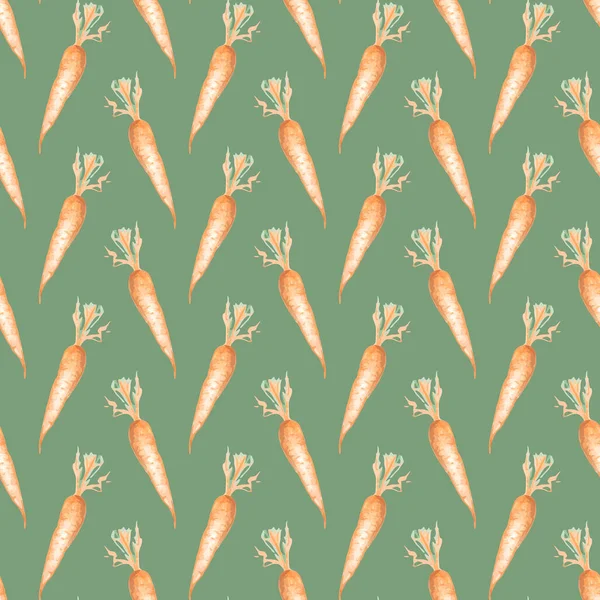 Orange Monochrom Karotte Gemüse Einfache Illustration Skizze Kunst Vektor Nahtlose — Stockvektor