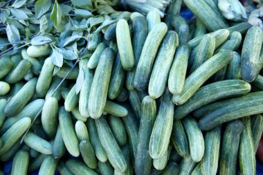 Salatalık biber salça ile yemek, sebze piyasada satılan sabah ve Songkla, Tayland Sağlık ve vücut için iyi