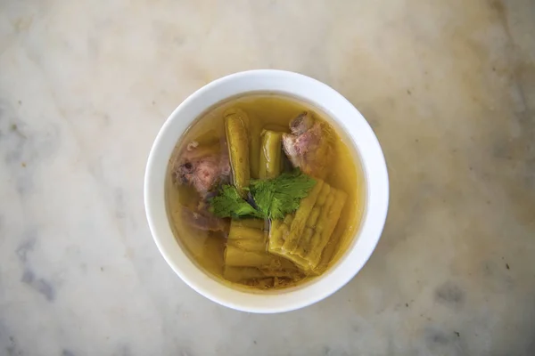 Sopa Amarga Com Comer Arroz Delicioso Café Manhã Preparado Mesa — Fotografia de Stock