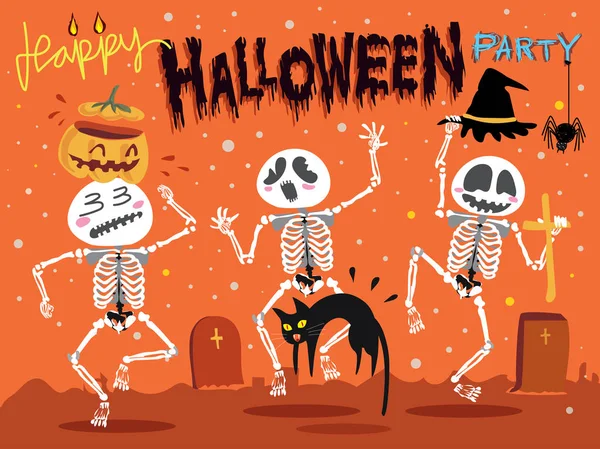 Cartel de baile de hueso para el tema de fiesta de Halloween — Archivo Imágenes Vectoriales