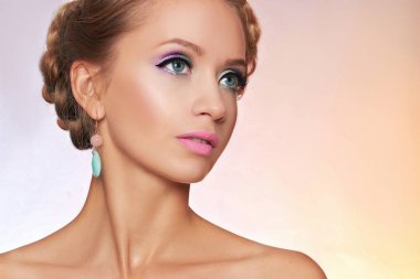 pembe makyaj genç woman.beautiful mutlu kız