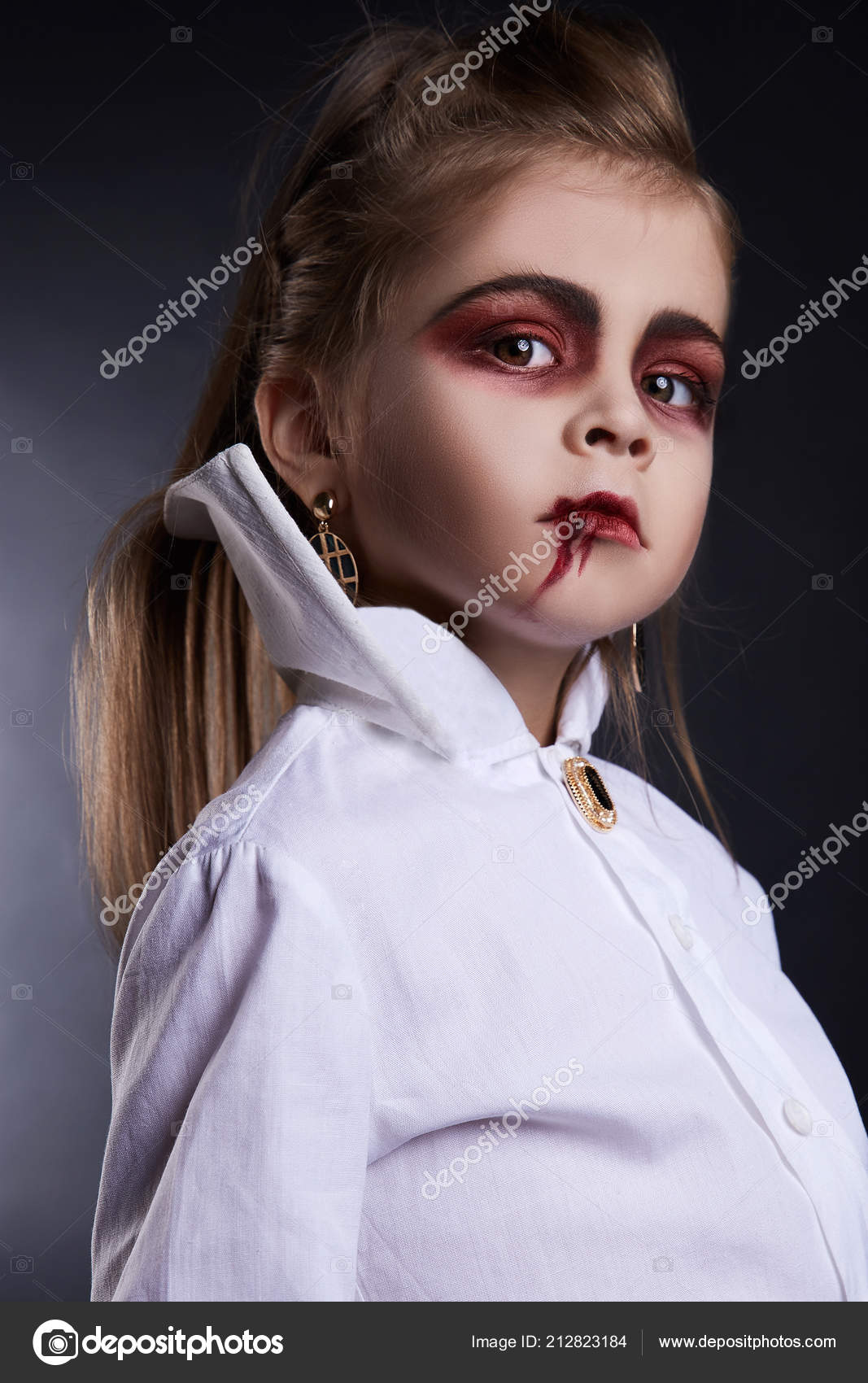 Little Vimpire Child Girl Halloween Make Dracula Kid Blood Her Stock ...