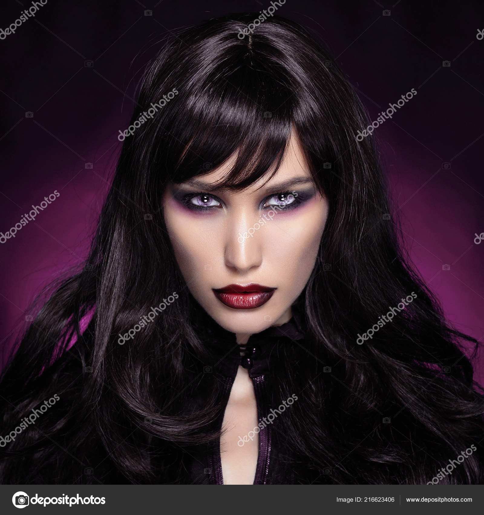 Beautiful Young Vampire Woman Black Haired Sexy Halloween Girl