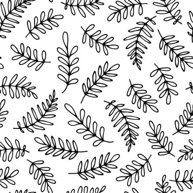 Sorunsuz siyah-beyaz çiçek desenli. Şirin Baskı Tekstil için. El yapımı. Vektör çizim.