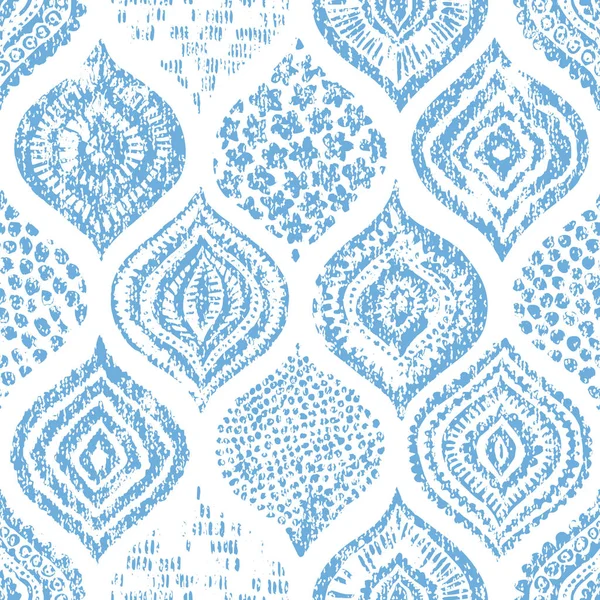 Acuarela Inconsútil Patrón Azul Blanco Adorno Elegante Para Textil Vintage — Vector de stock