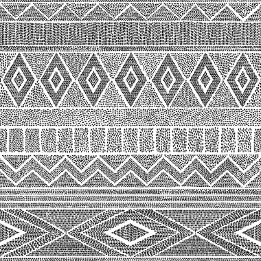 Dikişsiz etnik desen. Polka dot tarzında yazdırın. El yapımı doodle süsleme. Vektör çizim.