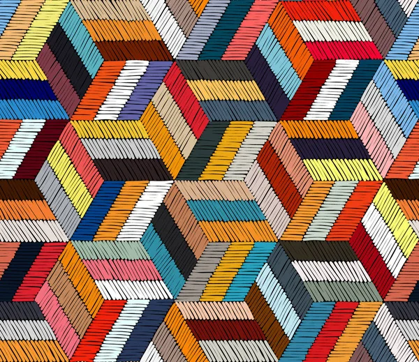 Bestickte Nahtlose Geometrische Muster Ornament Für Den Teppich Ethnische Und — Stockvektor