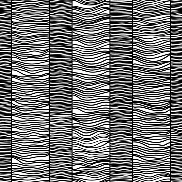 Bezproblémové Vlnkovým Vzorem Stylu Doodle Černobílý Tisk Textil — Stockový vektor