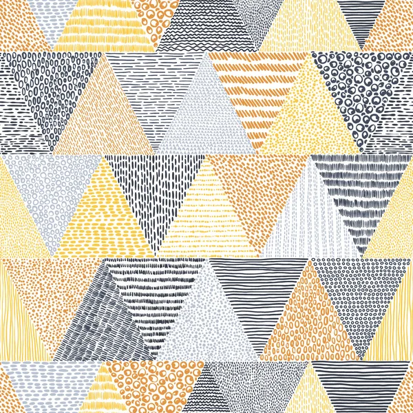 Patrón Sin Costuras Estilo Doodle Triángulos Dibujados Mano Sobre Fondo — Archivo Imágenes Vectoriales
