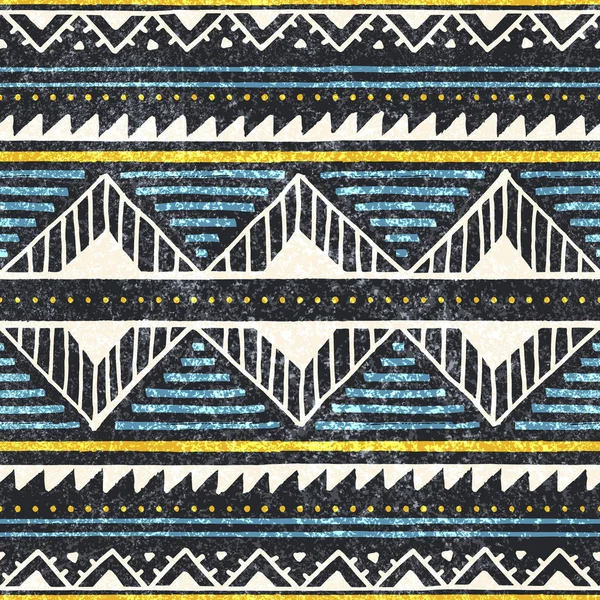 Modèle Ethnique Sans Couture Texture Grunge Motifs Tribaux Aztèques Impression — Image vectorielle