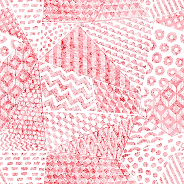 Seamless pattern in patchwork style. Pink and white vintage