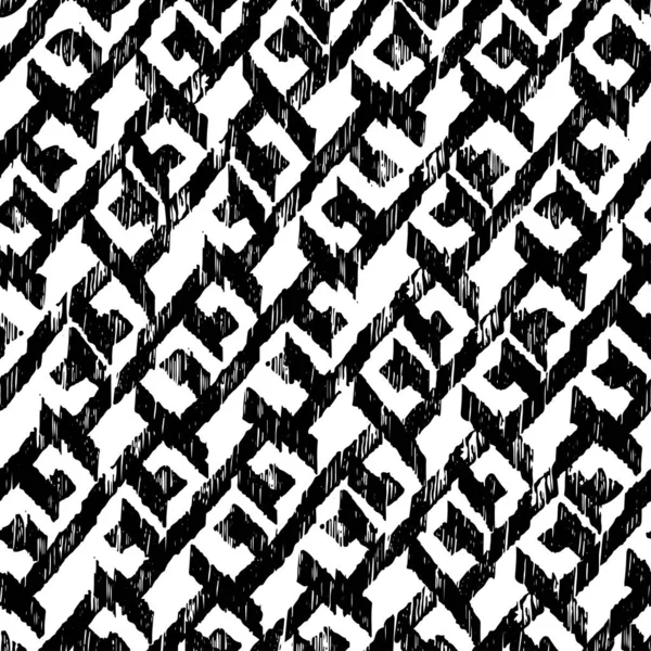 Varrat nélküli fekete-fehér mintázat. Rusztikus Print textil. Bru — Stock Vector