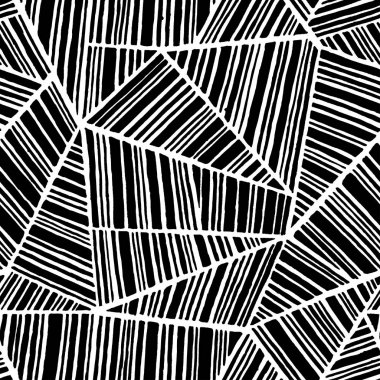 Dikişsiz siyah beyaz desen. Kağıt üzerinde mürekkeple çizilmiş. Handwor