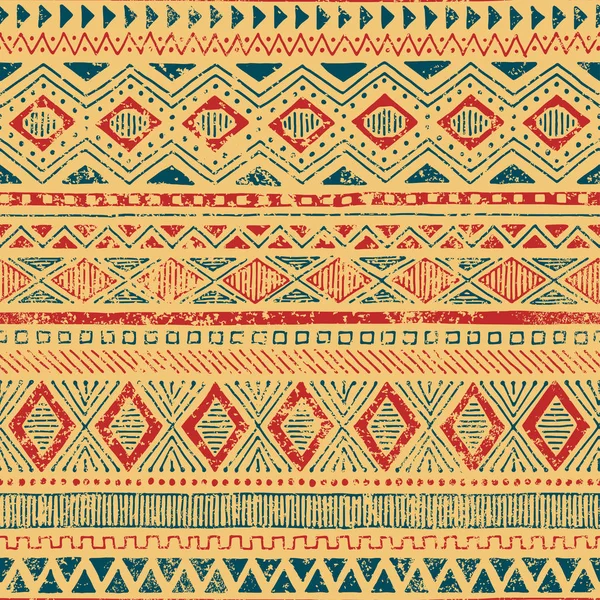 Patrón étnico sin fisuras. Estampado vintage para textiles dibujado por han — Vector de stock