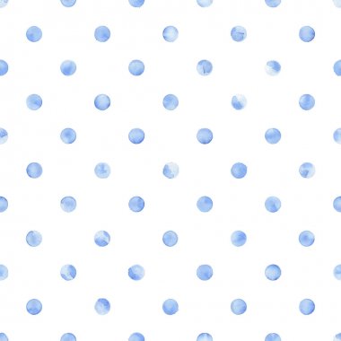 Dikişsiz mavi-beyaz suluboya deseni. Metin için polka nokta yazdırma